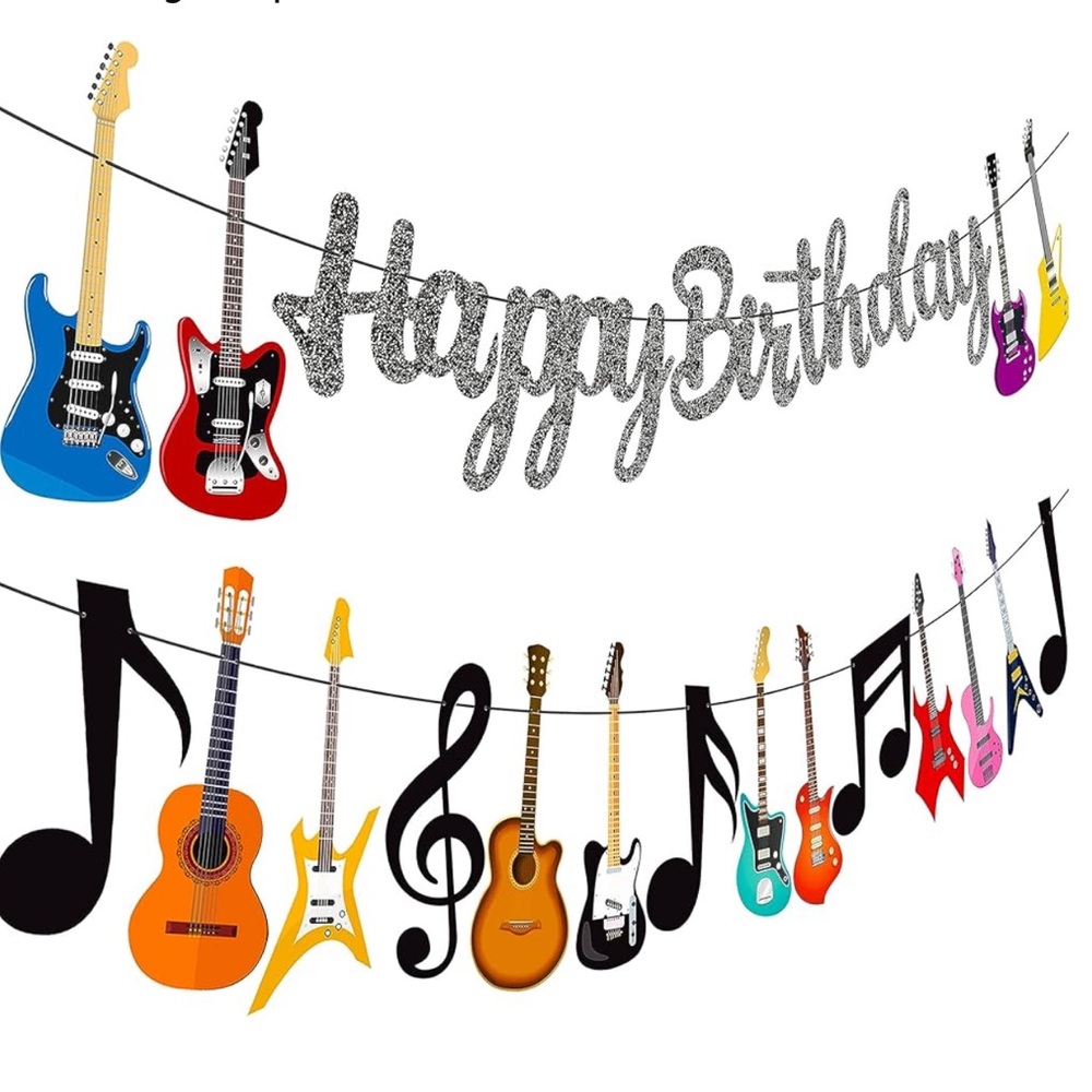 Guitar Birthday Party Banner